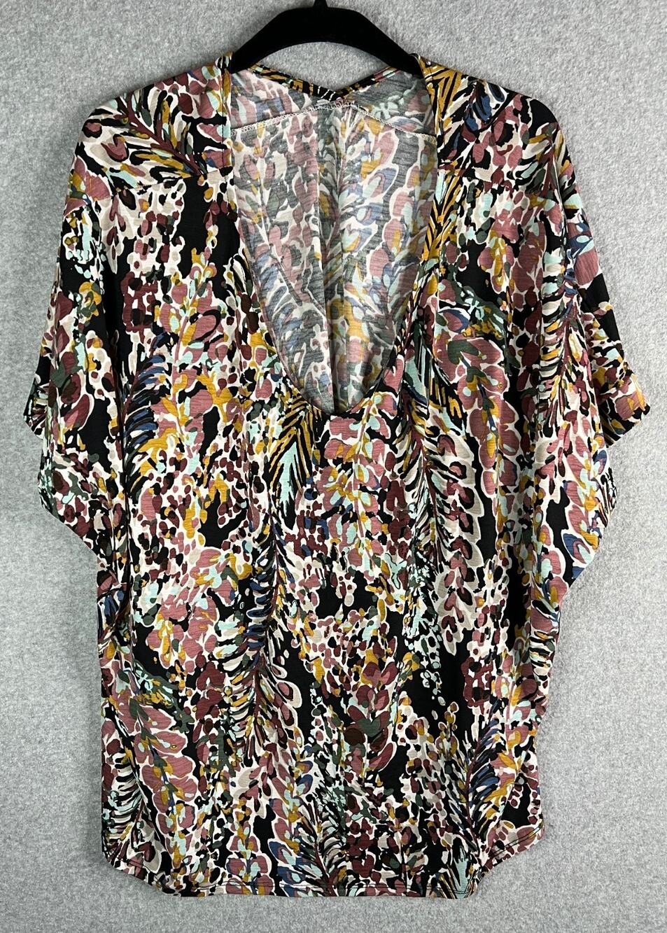 Multicolor Abstract Print Blouse Womens Pullover Pattern Top Size Unknown